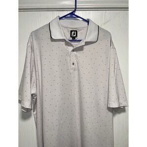 Footjoy Golf Shirt Men Extra Large White All Over Print Performance Polo Stretch